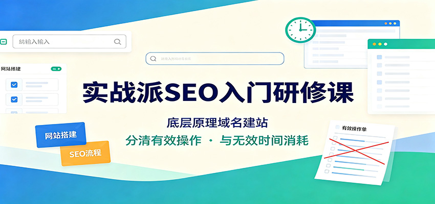 实战派SEO入门研修课：底层原理域名建站，分清有效操作与无效时间消耗瀚萌资源网-网赚网-网赚项目网-虚拟资源网-国学资源网-易学资源网-本站有全网最新网赚项目-易学课程资源-中医课程资源的在线下载网站！瀚萌资源网