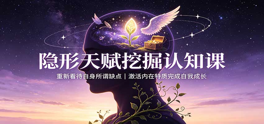 隐形天赋挖掘认知课：重新看待自身所谓缺点，激活内在特质完成自我成长瀚萌资源网-网赚网-网赚项目网-虚拟资源网-国学资源网-易学资源网-本站有全网最新网赚项目-易学课程资源-中医课程资源的在线下载网站！瀚萌资源网