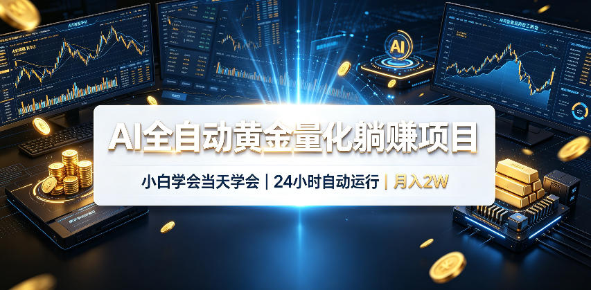 AI全自动黄金量化躺賺项目，小白学会当天学会，24小时自动运行，月入2W！【揭秘】瀚萌资源网-网赚网-网赚项目网-虚拟资源网-国学资源网-易学资源网-本站有全网最新网赚项目-易学课程资源-中医课程资源的在线下载网站！瀚萌资源网