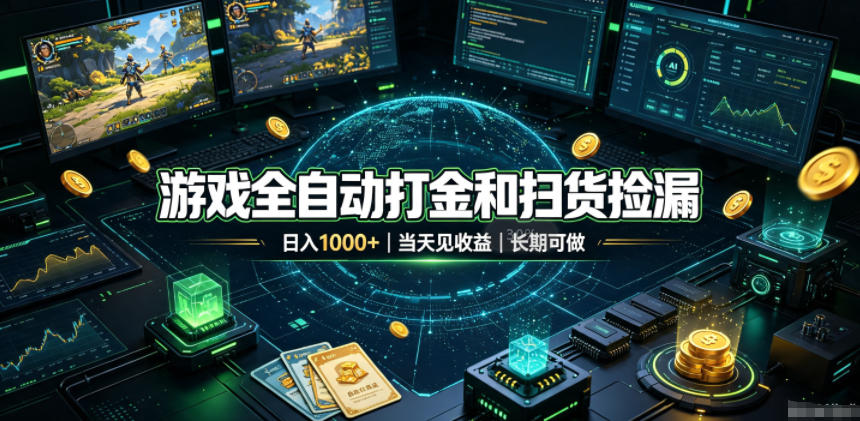 游戏全自动打金和扫货捡漏，日入1k+，当天见收益，长期可做！【揭秘】瀚萌资源网-网赚网-网赚项目网-虚拟资源网-国学资源网-易学资源网-本站有全网最新网赚项目-易学课程资源-中医课程资源的在线下载网站！瀚萌资源网