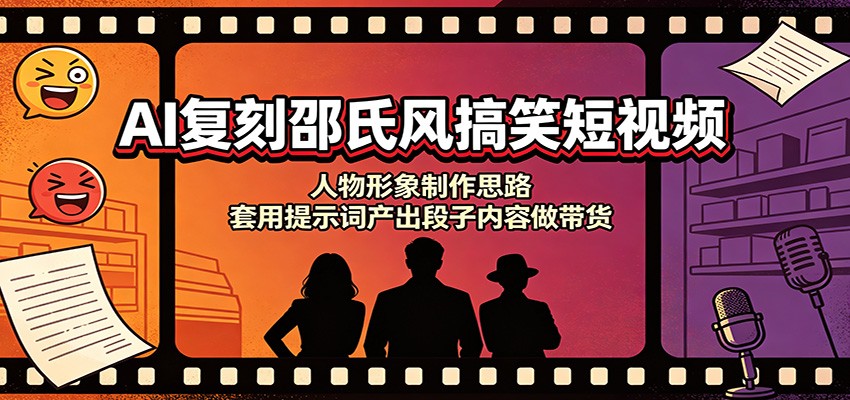 AI复刻邵氏风搞笑短视频：人物形象制作思路，套用提示词产出段子内容做带货瀚萌资源网-网赚网-网赚项目网-虚拟资源网-国学资源网-易学资源网-本站有全网最新网赚项目-易学课程资源-中医课程资源的在线下载网站！瀚萌资源网