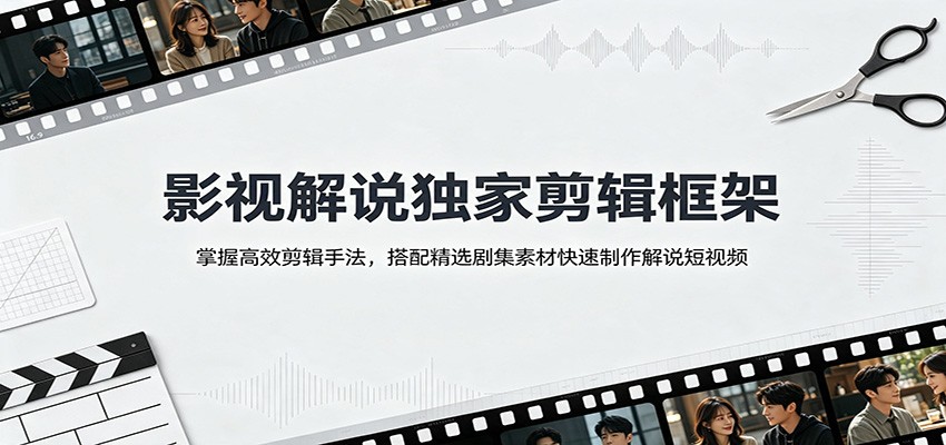 影视解说独家剪辑框架：掌握高效剪辑手法，搭配精选剧集素材快速制作解说短视频瀚萌资源网-网赚网-网赚项目网-虚拟资源网-国学资源网-易学资源网-本站有全网最新网赚项目-易学课程资源-中医课程资源的在线下载网站！瀚萌资源网