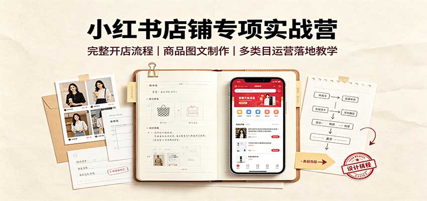小红书店铺专项实战营：完整开店流程，商品图文制作，多类目运营落地教学瀚萌资源网-网赚网-网赚项目网-虚拟资源网-国学资源网-易学资源网-本站有全网最新网赚项目-易学课程资源-中医课程资源的在线下载网站！瀚萌资源网