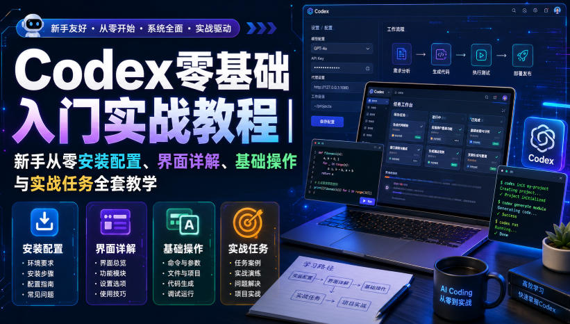 Codex零基础入门实战教程｜新手从零安装配置、界面详解、基础操作与实战任务全套教学瀚萌资源网-网赚网-网赚项目网-虚拟资源网-国学资源网-易学资源网-本站有全网最新网赚项目-易学课程资源-中医课程资源的在线下载网站！瀚萌资源网