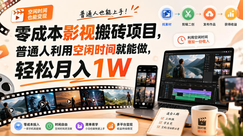零成本影视搬砖项目，普通人利用空闲时间就能做，轻松月入1W【揭秘】瀚萌资源网-网赚网-网赚项目网-虚拟资源网-国学资源网-易学资源网-本站有全网最新网赚项目-易学课程资源-中医课程资源的在线下载网站！瀚萌资源网
