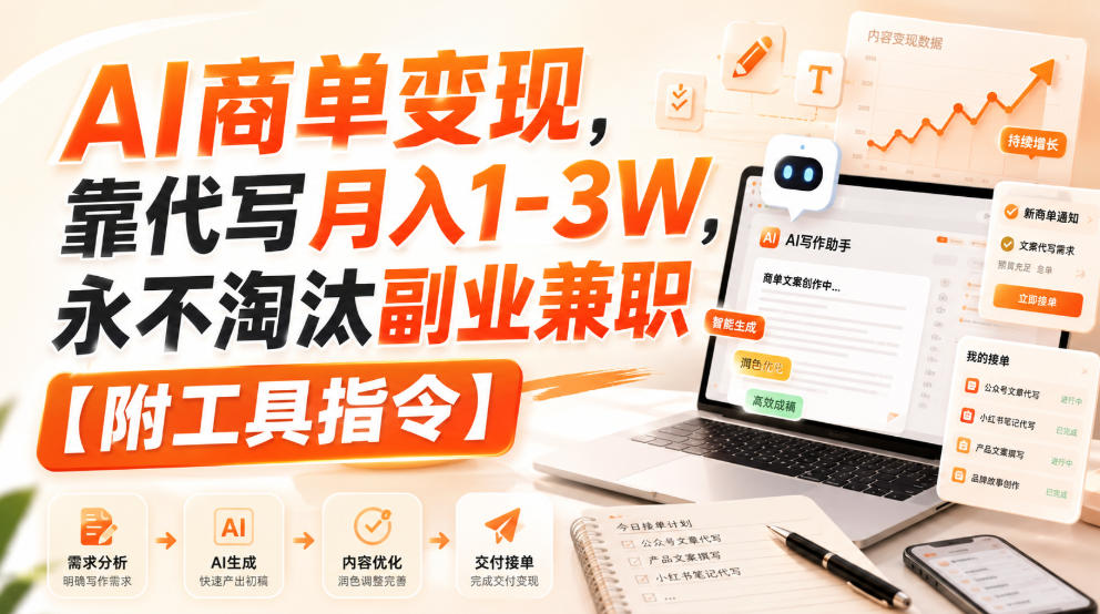 AI商单变现，靠代写月入1-3W，永不淘汰副业兼职【附工具指令】【揭秘】瀚萌资源网-网赚网-网赚项目网-虚拟资源网-国学资源网-易学资源网-本站有全网最新网赚项目-易学课程资源-中医课程资源的在线下载网站！瀚萌资源网