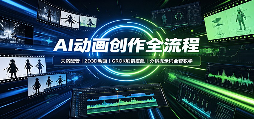 AI动画创作全流程：文案配音，2D3D动画，GROK剧情搭建，分镜提示词全套教学瀚萌资源网-网赚网-网赚项目网-虚拟资源网-国学资源网-易学资源网-本站有全网最新网赚项目-易学课程资源-中医课程资源的在线下载网站！瀚萌资源网