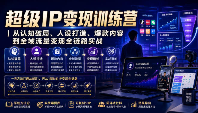 超级IP变现训练营｜从认知破局、人设打造、爆款内容到全域流量变现全链路实战瀚萌资源网-网赚网-网赚项目网-虚拟资源网-国学资源网-易学资源网-本站有全网最新网赚项目-易学课程资源-中医课程资源的在线下载网站！瀚萌资源网