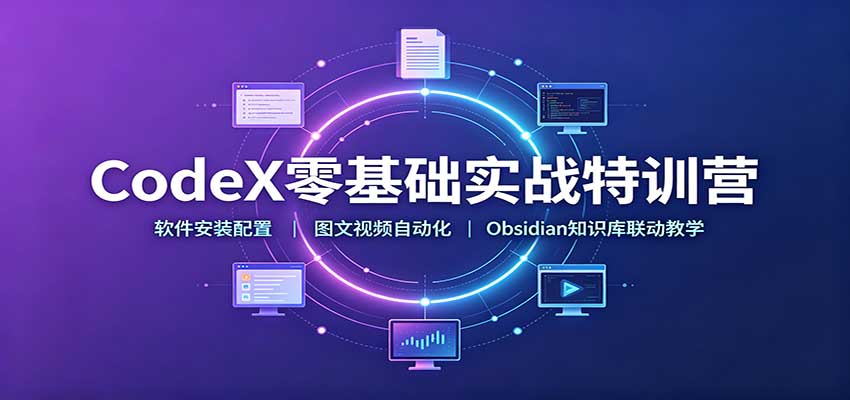 CodeX零基础实战特训营：软件安装配置，图文视频自动化，Obsidian知识库联动教学瀚萌资源网-网赚网-网赚项目网-虚拟资源网-国学资源网-易学资源网-本站有全网最新网赚项目-易学课程资源-中医课程资源的在线下载网站！瀚萌资源网