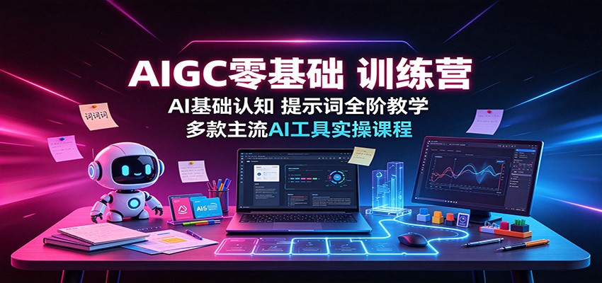 AIGC零基础训练营：AI基础认知，提示词全阶教学，多款主流AI工具实操课程瀚萌资源网-网赚网-网赚项目网-虚拟资源网-国学资源网-易学资源网-本站有全网最新网赚项目-易学课程资源-中医课程资源的在线下载网站！瀚萌资源网