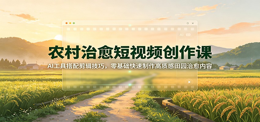 农村治愈短视频创作课：AI工具搭配剪辑技巧，零基础快速制作高质感田园治愈内容瀚萌资源网-网赚网-网赚项目网-虚拟资源网-国学资源网-易学资源网-本站有全网最新网赚项目-易学课程资源-中医课程资源的在线下载网站！瀚萌资源网