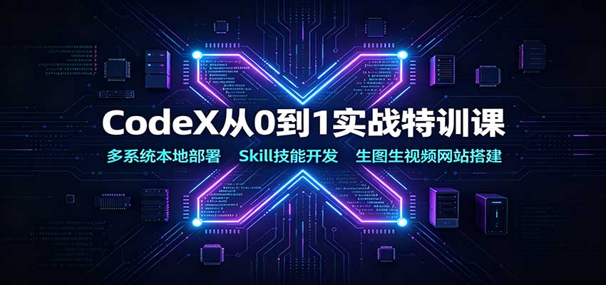 CodeX从0到1实战特训课：多系统本地部署，Skill技能开发，生图生视频网站搭建瀚萌资源网-网赚网-网赚项目网-虚拟资源网-国学资源网-易学资源网-本站有全网最新网赚项目-易学课程资源-中医课程资源的在线下载网站！瀚萌资源网