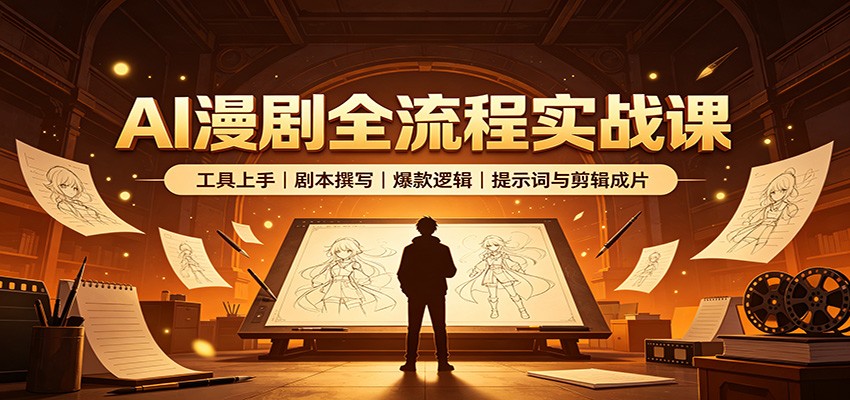 AI漫剧全流程实战课：工具上手、剧本撰写、爆款逻辑、提示词与剪辑成片瀚萌资源网-网赚网-网赚项目网-虚拟资源网-国学资源网-易学资源网-本站有全网最新网赚项目-易学课程资源-中医课程资源的在线下载网站！瀚萌资源网