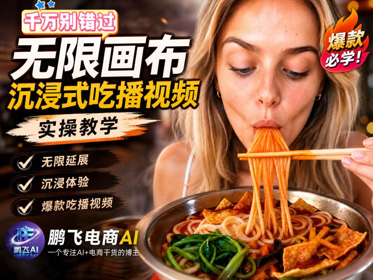 保姆级教程｜用AI无线画布做沉浸式吃播，3步直接出片，无线画布工作流，操作简单好上手瀚萌资源网-网赚网-网赚项目网-虚拟资源网-国学资源网-易学资源网-本站有全网最新网赚项目-易学课程资源-中医课程资源的在线下载网站！瀚萌资源网