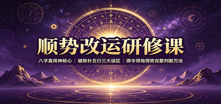 顺势改运研修课：八字喜用神核心，破除补五行三大误区，得令得地得势完整判断方法瀚萌资源网-网赚网-网赚项目网-虚拟资源网-国学资源网-易学资源网-本站有全网最新网赚项目-易学课程资源-中医课程资源的在线下载网站！瀚萌资源网