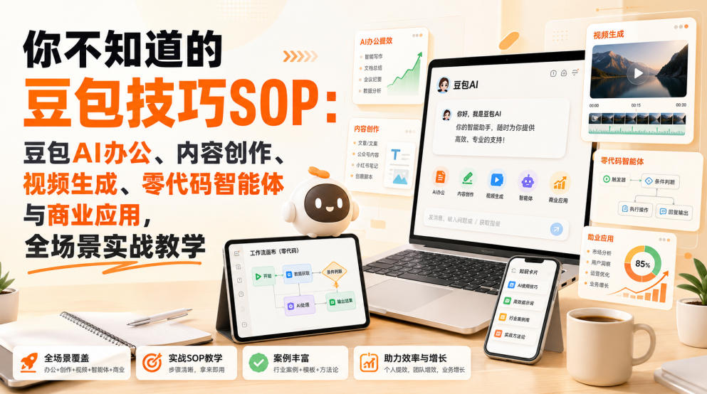 你不知道的豆包技巧SOP：豆包AI办公、内容创作、视频生成、零代码智能体与商业应用，全场景实战教学瀚萌资源网-网赚网-网赚项目网-虚拟资源网-国学资源网-易学资源网-本站有全网最新网赚项目-易学课程资源-中医课程资源的在线下载网站！瀚萌资源网