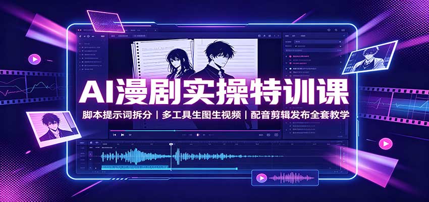 AI漫剧实操特训课：脚本提示词拆分，多工具生图生视频，配音剪辑发布全套教学瀚萌资源网-网赚网-网赚项目网-虚拟资源网-国学资源网-易学资源网-本站有全网最新网赚项目-易学课程资源-中医课程资源的在线下载网站！瀚萌资源网