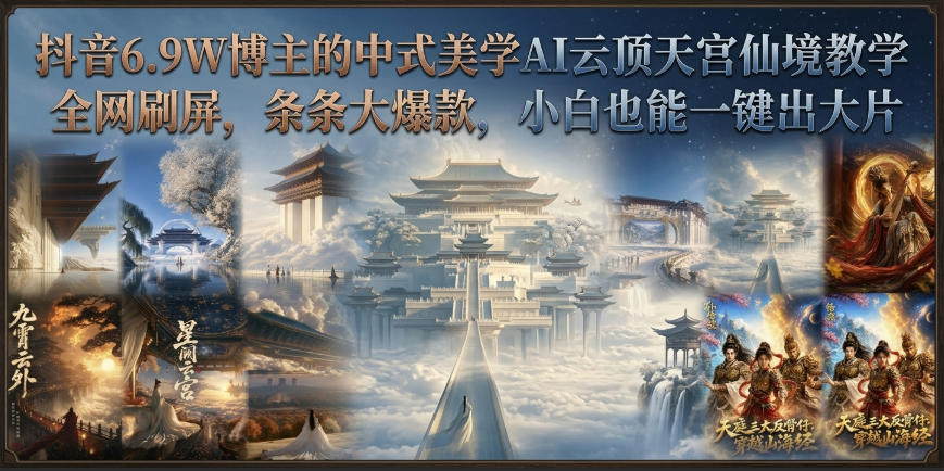 抖音6.9W博主的中式美学AI云顶天宫仙境教学，全网刷屏，条条大爆款，小白也能一键出大片瀚萌资源网-网赚网-网赚项目网-虚拟资源网-国学资源网-易学资源网-本站有全网最新网赚项目-易学课程资源-中医课程资源的在线下载网站！瀚萌资源网