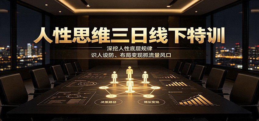 人性思维三日线下特训：深挖人性底层规律，识人设防、布局变现抓流量风口瀚萌资源网-网赚网-网赚项目网-虚拟资源网-国学资源网-易学资源网-本站有全网最新网赚项目-易学课程资源-中医课程资源的在线下载网站！瀚萌资源网