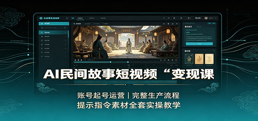 AI民间故事短视频变现课：账号起号运营，完整生产流程，提示指令素材全套实操教学瀚萌资源网-网赚网-网赚项目网-虚拟资源网-国学资源网-易学资源网-本站有全网最新网赚项目-易学课程资源-中医课程资源的在线下载网站！瀚萌资源网