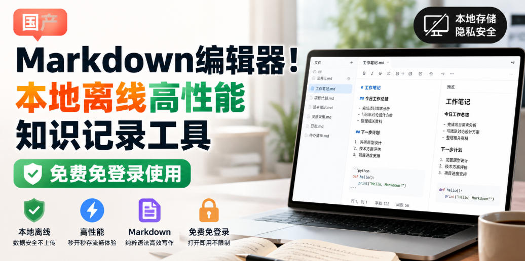 国产Markdown编辑器！本地离线高性能知识记录工具，免费免登录使用瀚萌资源网-网赚网-网赚项目网-虚拟资源网-国学资源网-易学资源网-本站有全网最新网赚项目-易学课程资源-中医课程资源的在线下载网站！瀚萌资源网
