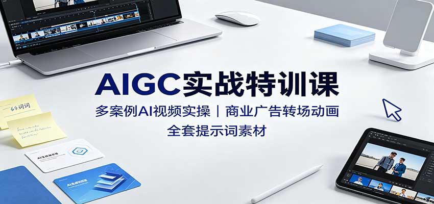 AIGC实战特训课：多案例AI视频实操，商业广告转场动画，全套提示词素材瀚萌资源网-网赚网-网赚项目网-虚拟资源网-国学资源网-易学资源网-本站有全网最新网赚项目-易学课程资源-中医课程资源的在线下载网站！瀚萌资源网