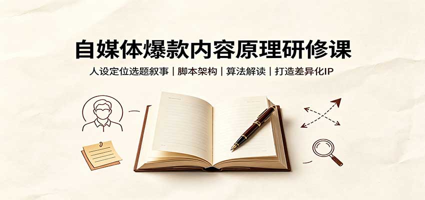 自媒体爆款内容原理研修课：人设定位选题叙事，脚本架构，算法解读打造差异化IP瀚萌资源网-网赚网-网赚项目网-虚拟资源网-国学资源网-易学资源网-本站有全网最新网赚项目-易学课程资源-中医课程资源的在线下载网站！瀚萌资源网