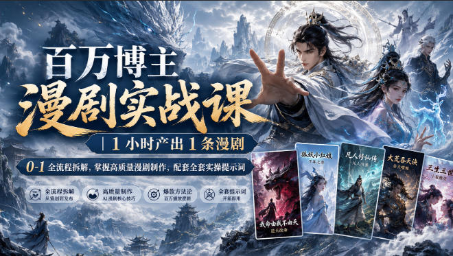 百万博主漫剧实战课｜1小时产出1条漫剧，0‑1全流程拆解，掌握高质量漫剧制作，配套全套实操提示词瀚萌资源网-网赚网-网赚项目网-虚拟资源网-国学资源网-易学资源网-本站有全网最新网赚项目-易学课程资源-中医课程资源的在线下载网站！瀚萌资源网