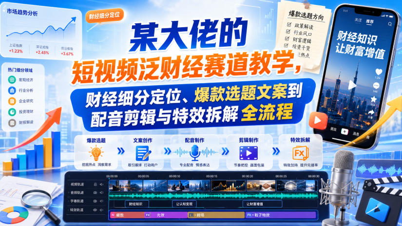 某大佬的短视频泛财经赛道教学，财经细分定位、爆款选题文案到配音剪辑与特效拆解全流程瀚萌资源网-网赚网-网赚项目网-虚拟资源网-国学资源网-易学资源网-本站有全网最新网赚项目-易学课程资源-中医课程资源的在线下载网站！瀚萌资源网
