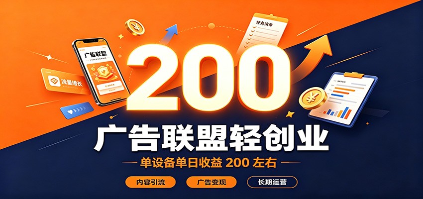 广告联盟轻创业，单设备单日收益200左右，内容引流广告变现长期运营瀚萌资源网-网赚网-网赚项目网-虚拟资源网-国学资源网-易学资源网-本站有全网最新网赚项目-易学课程资源-中医课程资源的在线下载网站！瀚萌资源网