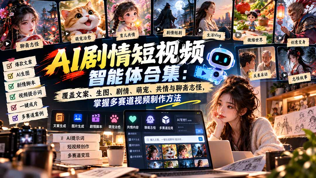 （20644期）【无水印】AI剧情短视频智能体合集：覆盖文案、生图、剧情、萌宠、共情与聊斋志怪，掌握多赛道视频制作方法瀚萌资源网-网赚网-网赚项目网-虚拟资源网-国学资源网-易学资源网-本站有全网最新网赚项目-易学课程资源-中医课程资源的在线下载网站！瀚萌资源网