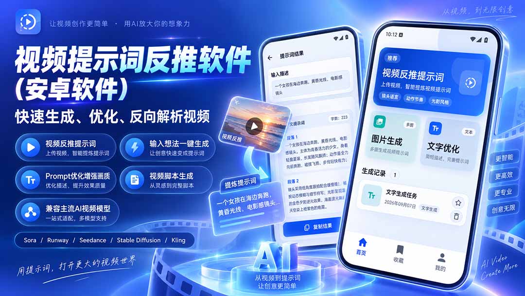 （20301期）视频提示词反推软件（安卓软件），快速生成、优化、反向解析视频瀚萌资源网-网赚网-网赚项目网-虚拟资源网-国学资源网-易学资源网-本站有全网最新网赚项目-易学课程资源-中医课程资源的在线下载网站！瀚萌资源网