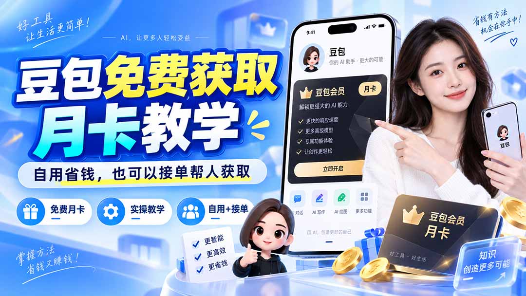 （20358期）豆包免费获取月卡教学，自用省钱，也可以接单帮人获取瀚萌资源网-网赚网-网赚项目网-虚拟资源网-国学资源网-易学资源网-本站有全网最新网赚项目-易学课程资源-中医课程资源的在线下载网站！瀚萌资源网