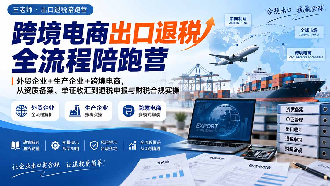 （20513期）跨境电商出口退税全流程陪跑营｜外贸企业+生产企业+跨境电商，从资质备案、单证收汇到退税申报与财税合规实操瀚萌资源网-网赚网-网赚项目网-虚拟资源网-国学资源网-易学资源网-本站有全网最新网赚项目-易学课程资源-中医课程资源的在线下载网站！瀚萌资源网
