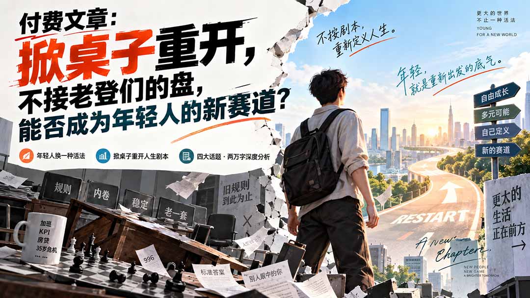 （20557期）付费文章：掀桌子重开，不接老登们的盘，能否成为年轻人的新赛道？瀚萌资源网-网赚网-网赚项目网-虚拟资源网-国学资源网-易学资源网-本站有全网最新网赚项目-易学课程资源-中医课程资源的在线下载网站！瀚萌资源网