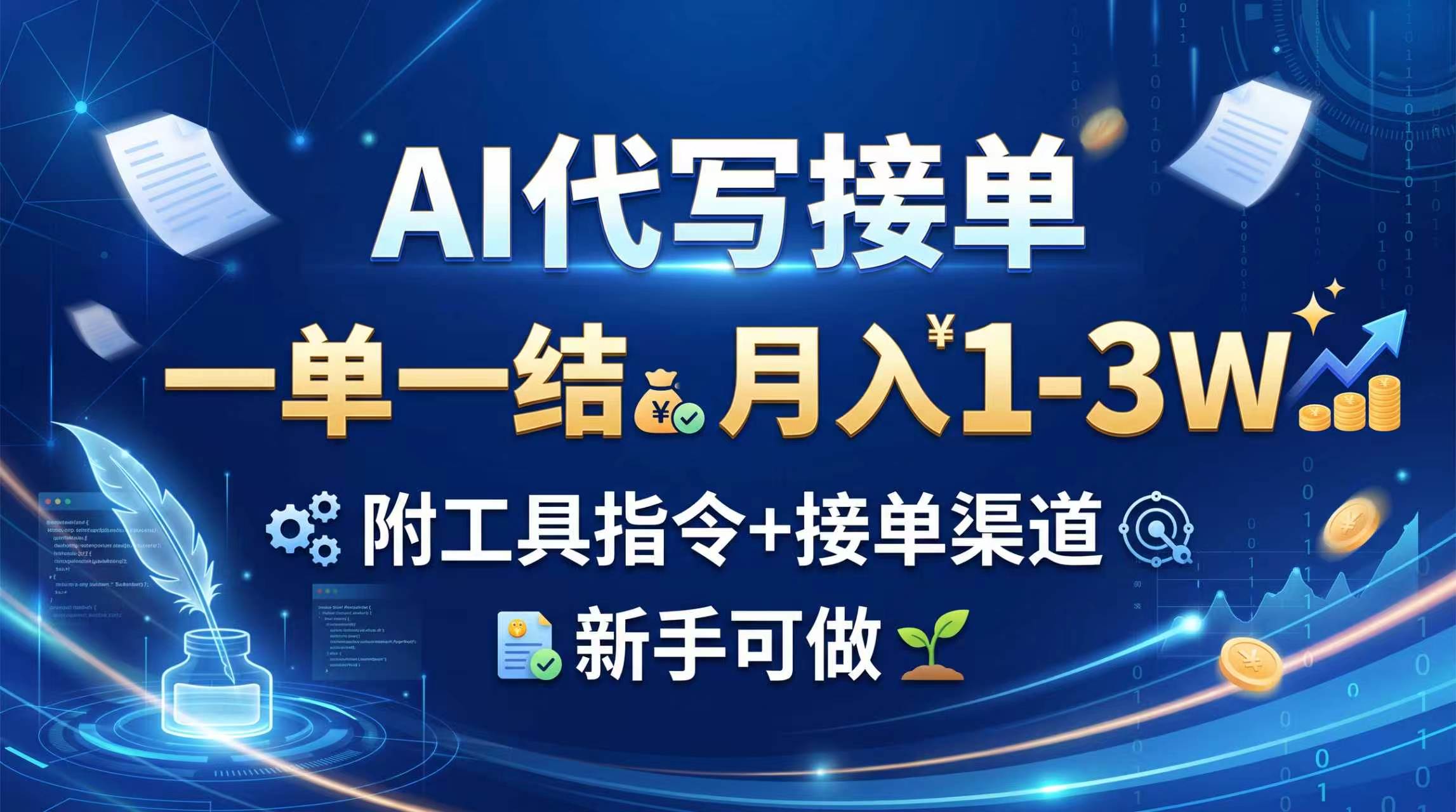 （20343期）AI代写接单，一单一结，月入1-3W，附工具指令+接单渠道，新手可做瀚萌资源网-网赚网-网赚项目网-虚拟资源网-国学资源网-易学资源网-本站有全网最新网赚项目-易学课程资源-中医课程资源的在线下载网站！瀚萌资源网