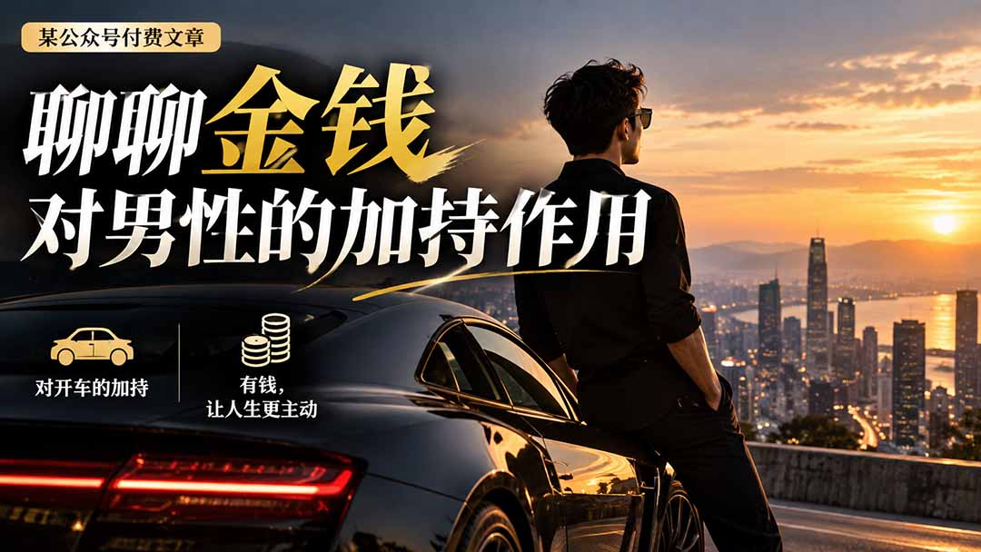 （20627期）【无水印】某公众号付费文章：聊聊金钱对男性的加持作用瀚萌资源网-网赚网-网赚项目网-虚拟资源网-国学资源网-易学资源网-本站有全网最新网赚项目-易学课程资源-中医课程资源的在线下载网站！瀚萌资源网