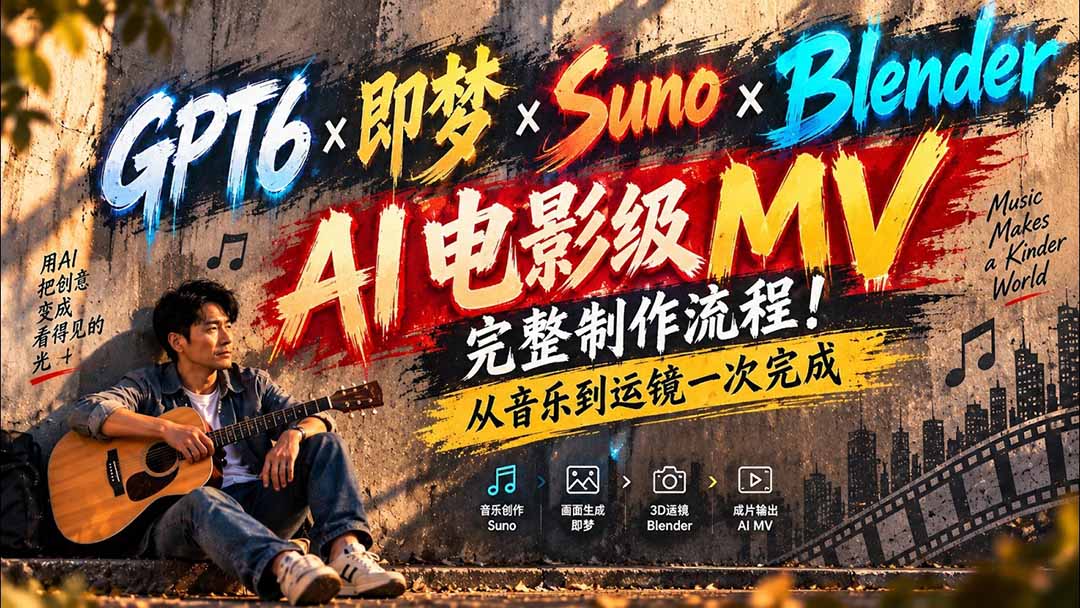 （20587期）GPT6×即梦×Suno×Blender｜AI电影级MV完整制作流程！从音乐到运镜一次完成 (无水印)瀚萌资源网-网赚网-网赚项目网-虚拟资源网-国学资源网-易学资源网-本站有全网最新网赚项目-易学课程资源-中医课程资源的在线下载网站！瀚萌资源网