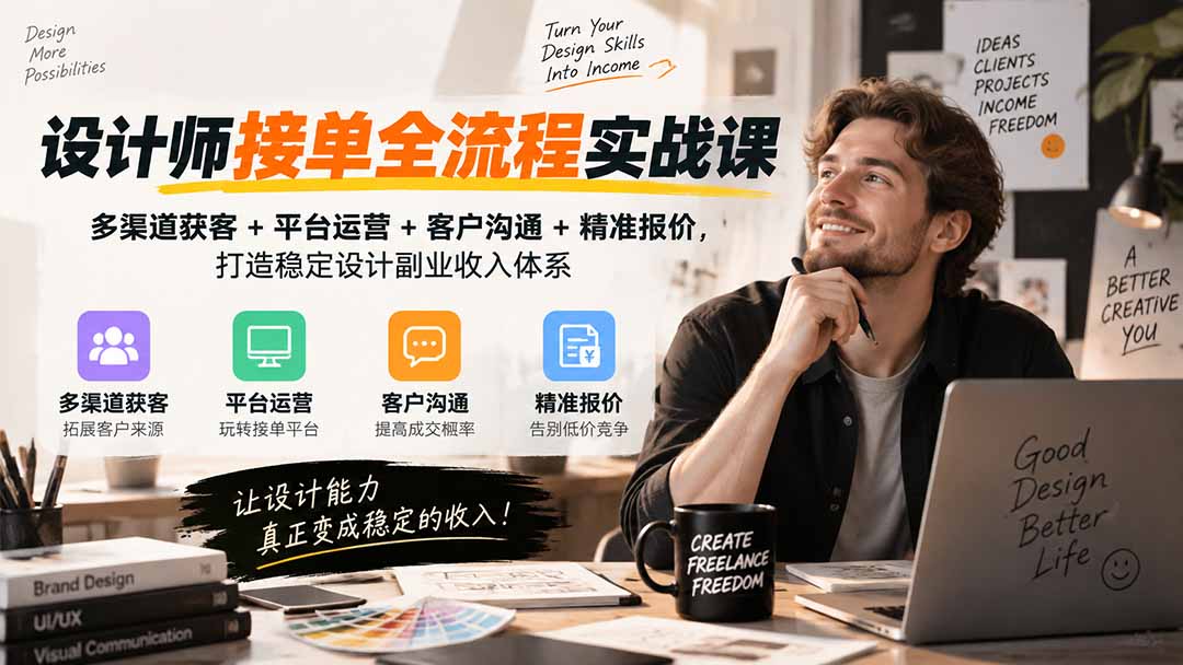 （20563期）设计师接单全流程实战课-无水印｜多渠道获客+平台运营+客户沟通+精准报价，打造稳定设计副业收入体系瀚萌资源网-网赚网-网赚项目网-虚拟资源网-国学资源网-易学资源网-本站有全网最新网赚项目-易学课程资源-中医课程资源的在线下载网站！瀚萌资源网
