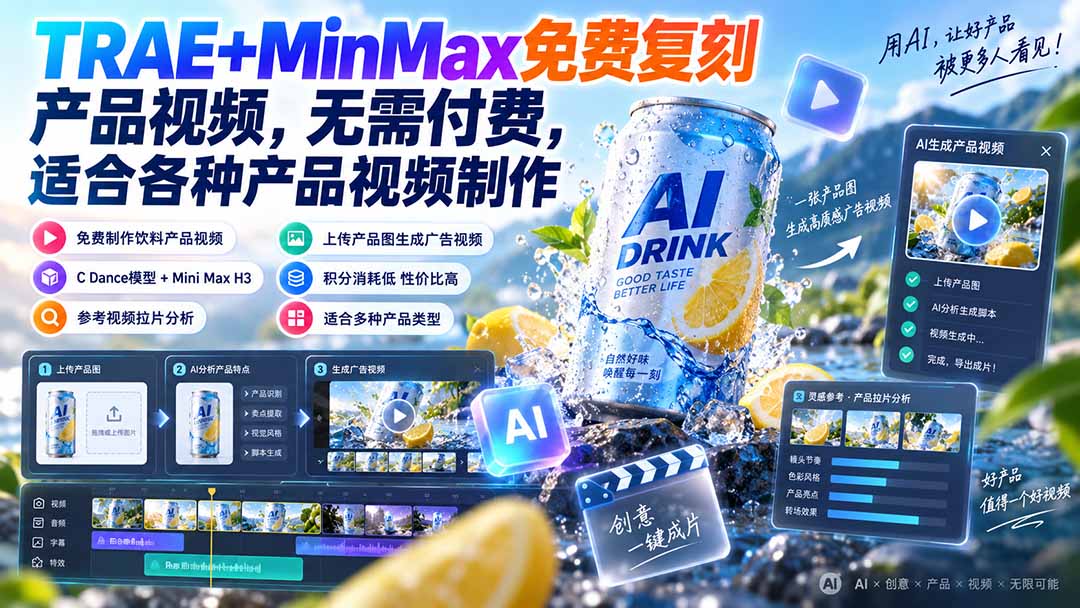 （20362期）TRAE+MinMax免费复刻产品视频，无需付费，适合各种产品视频制作瀚萌资源网-网赚网-网赚项目网-虚拟资源网-国学资源网-易学资源网-本站有全网最新网赚项目-易学课程资源-中医课程资源的在线下载网站！瀚萌资源网