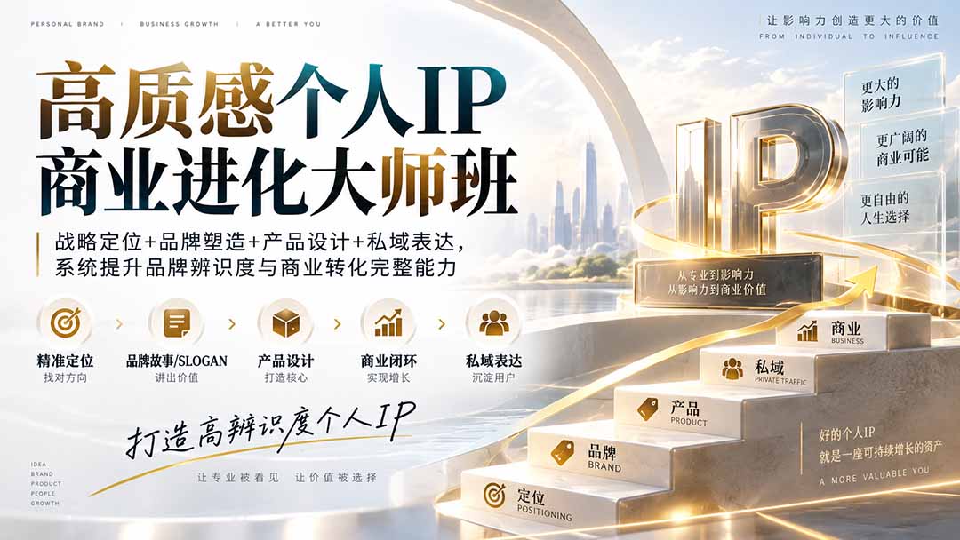 （20324期）高质感个人IP商业进化大师班：战略定位+品牌塑造+产品设计+私域表达，系统提升品牌辨识度与商业转化完整能力瀚萌资源网-网赚网-网赚项目网-虚拟资源网-国学资源网-易学资源网-本站有全网最新网赚项目-易学课程资源-中医课程资源的在线下载网站！瀚萌资源网