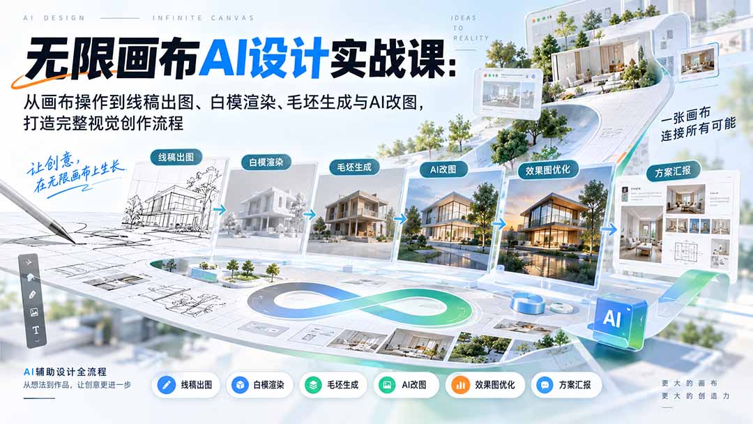 （20612期）【无水印】无限画布AI设计实战课-更新：从画布操作到线稿出图、白模渲染、毛坯生成与AI改图，打造完整视觉创作流程瀚萌资源网-网赚网-网赚项目网-虚拟资源网-国学资源网-易学资源网-本站有全网最新网赚项目-易学课程资源-中医课程资源的在线下载网站！瀚萌资源网