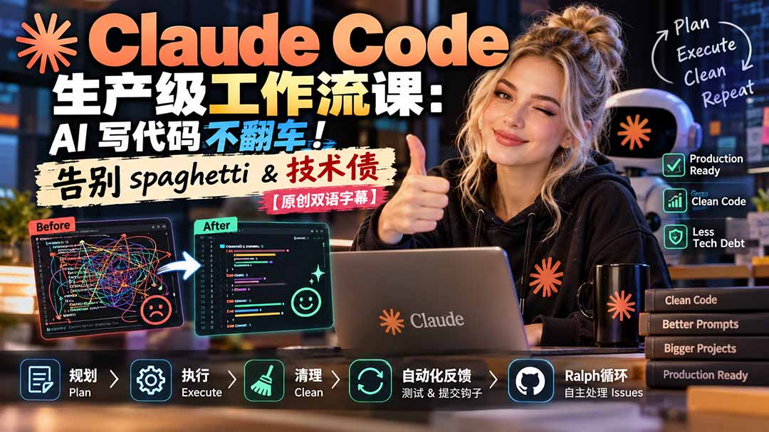 （20739期）Claude Code 生产级工作流课：AI 写代码不翻车！告别 spaghetti & 技术债【原创双语字幕】瀚萌资源网-网赚网-网赚项目网-虚拟资源网-国学资源网-易学资源网-本站有全网最新网赚项目-易学课程资源-中医课程资源的在线下载网站！瀚萌资源网