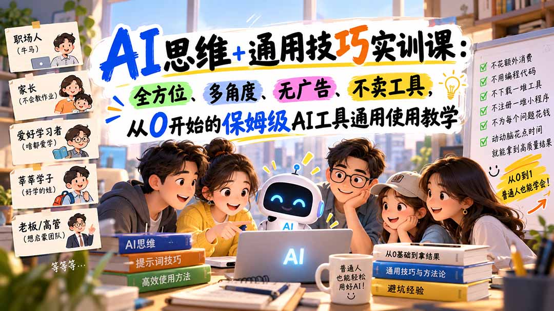 （20680期）AI思维+通用技巧实训课：全方位、多角度、无广告、不卖工具，从0开始的保姆级AI工具通用使用教学瀚萌资源网-网赚网-网赚项目网-虚拟资源网-国学资源网-易学资源网-本站有全网最新网赚项目-易学课程资源-中医课程资源的在线下载网站！瀚萌资源网