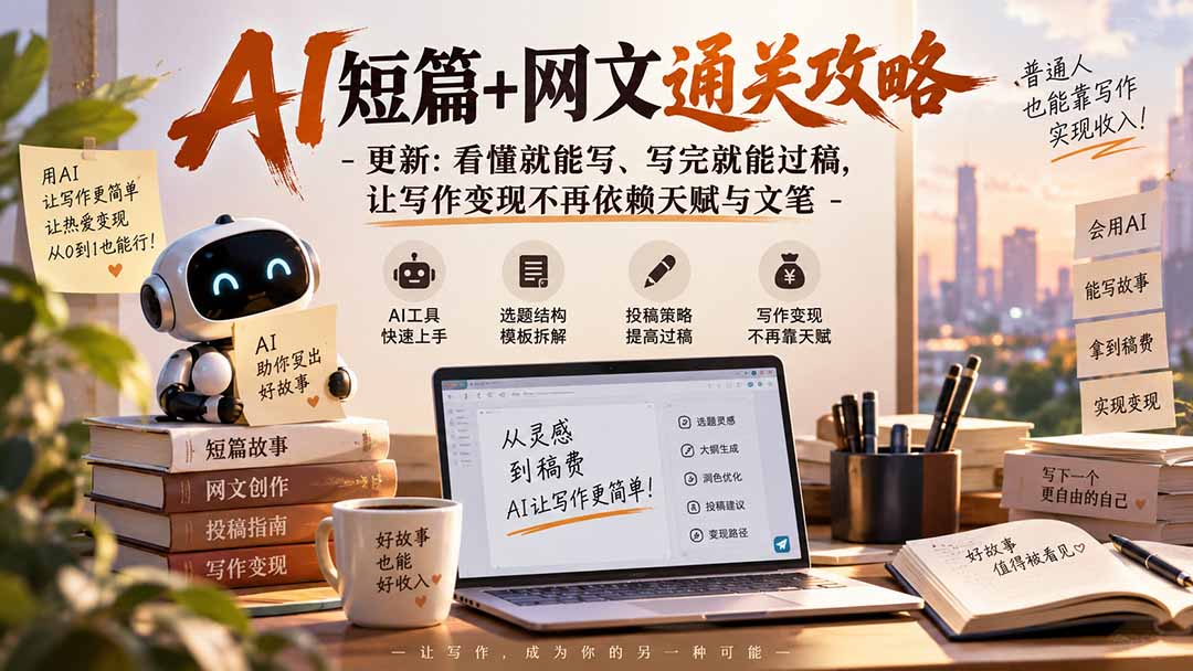 （20578期）AI短篇+网文通关攻略-更新0921：看懂就能写、写完就能过稿，让写作变现不再依赖天赋与文笔瀚萌资源网-网赚网-网赚项目网-虚拟资源网-国学资源网-易学资源网-本站有全网最新网赚项目-易学课程资源-中医课程资源的在线下载网站！瀚萌资源网