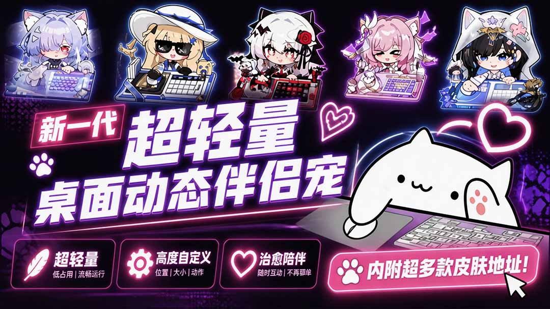 （20293期）开源免费用！新一代超轻量桌面动态伴侣宠，体验更美观，更丝滑，内附超多款皮肤地址，BongoCat瀚萌资源网-网赚网-网赚项目网-虚拟资源网-国学资源网-易学资源网-本站有全网最新网赚项目-易学课程资源-中医课程资源的在线下载网站！瀚萌资源网