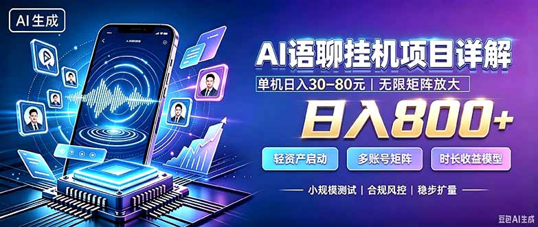 （20314期）AI语聊挂机，日入800+，适用个人副业，工作室矩阵操作瀚萌资源网-网赚网-网赚项目网-虚拟资源网-国学资源网-易学资源网-本站有全网最新网赚项目-易学课程资源-中医课程资源的在线下载网站！瀚萌资源网