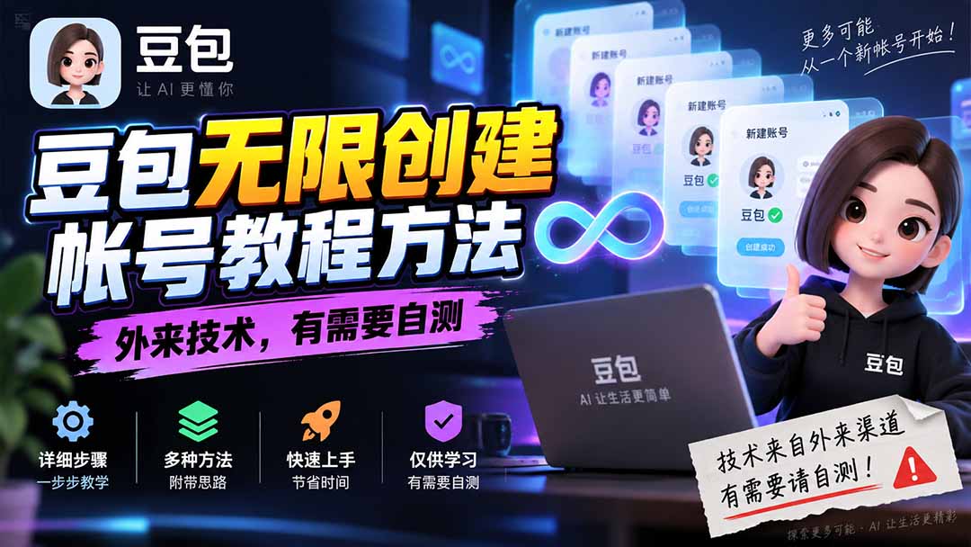 （20550期）豆包无限创建帐号教程方法，外来技术，有需要自测瀚萌资源网-网赚网-网赚项目网-虚拟资源网-国学资源网-易学资源网-本站有全网最新网赚项目-易学课程资源-中医课程资源的在线下载网站！瀚萌资源网