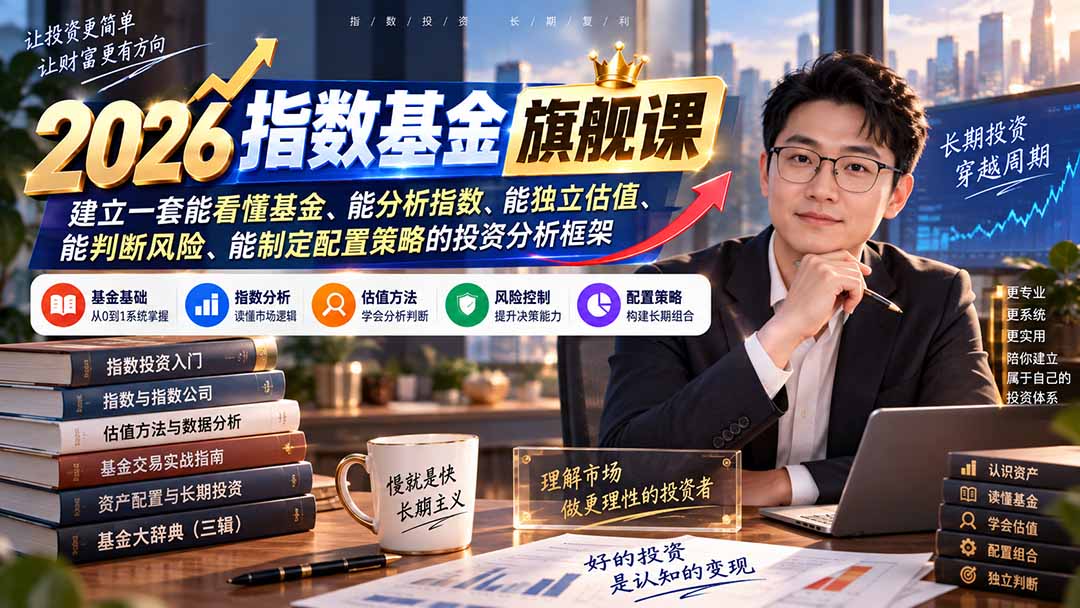 （20298期）2026指数基金旗舰课｜建立一套能看懂基金、能分析指数、能独立估值、能判断风险、能制定配置策略的投资分析框架瀚萌资源网-网赚网-网赚项目网-虚拟资源网-国学资源网-易学资源网-本站有全网最新网赚项目-易学课程资源-中医课程资源的在线下载网站！瀚萌资源网