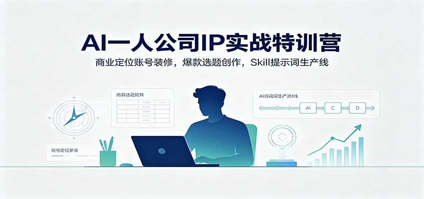 AI一人公司IP实战特训营：商业定位账号装修，爆款选题创作，Skill提示词生产线瀚萌资源网-网赚网-网赚项目网-虚拟资源网-国学资源网-易学资源网-本站有全网最新网赚项目-易学课程资源-中医课程资源的在线下载网站！瀚萌资源网